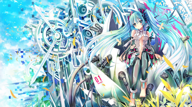 Blue-haired Anime Girl — Blue, Dynamic, Afternoon