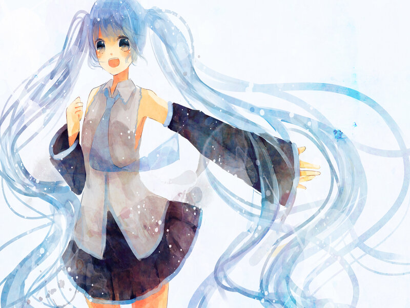 Blue-haired Anime Girl — Blue, Dynamic, Digital Art, Long Hair, School Uniform