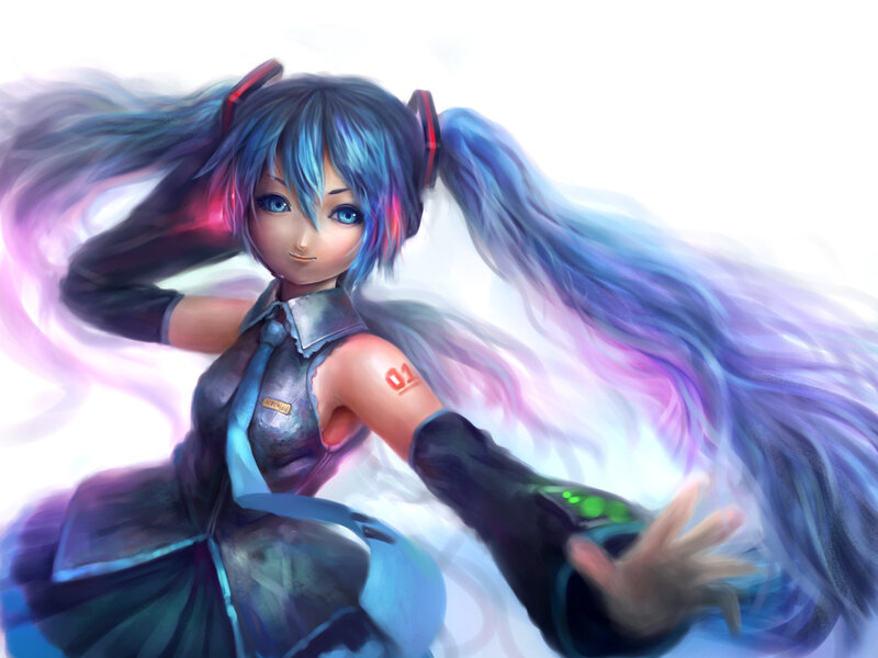 Blue-haired Anime Girl — Blue, Dynamic, Digital Art, Long Hair