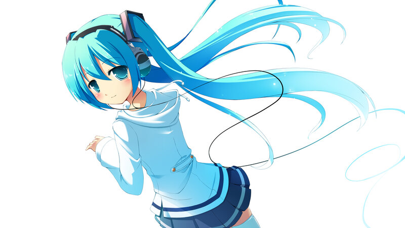 Blue-haired Anime Girl — Blue, Dynamic, Headphones, Hoodie