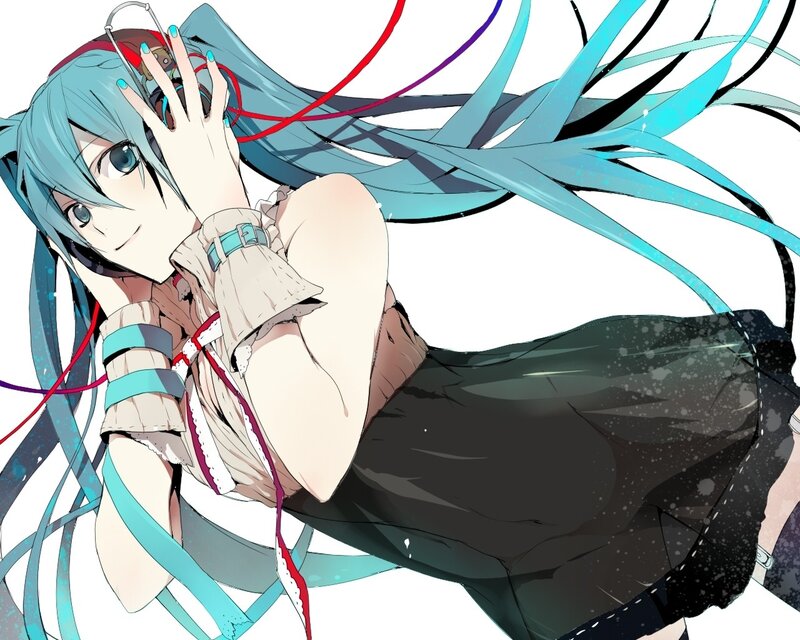 Blue-haired Anime Girl — Blue, Dynamic, Headphones, Long Hair