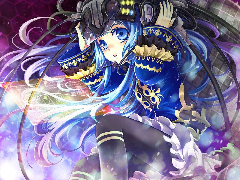 Blue-haired Anime Girl — Blue, Dynamic, Headphones