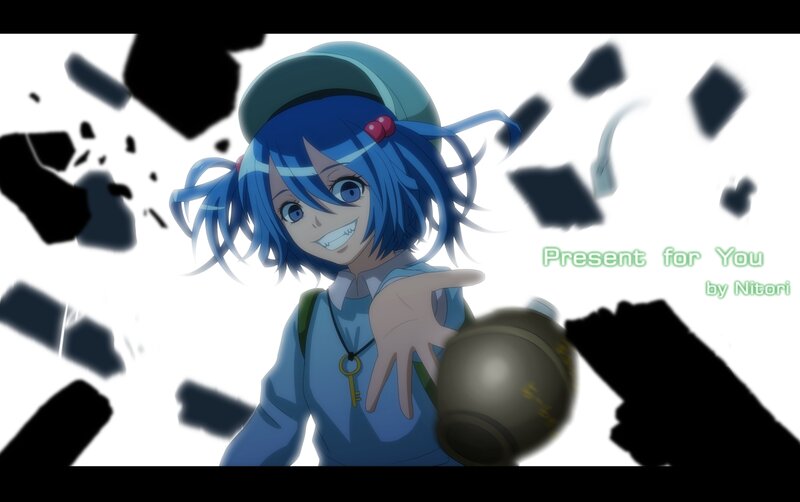 Blue-haired Anime Girl — Blue, Dynamic, Key Necklace