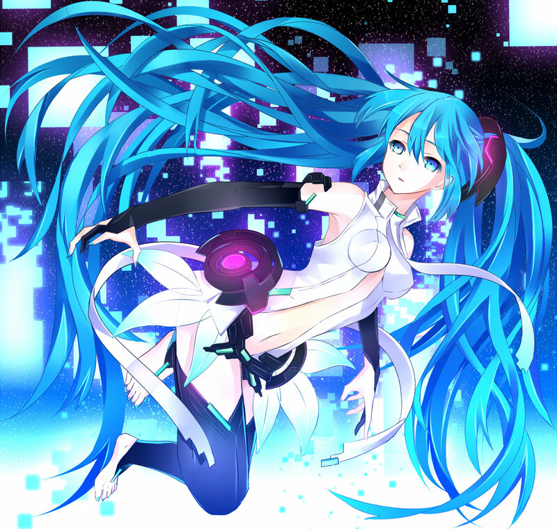 Blue-haired Anime Girl — Blue, Dynamic, Long Hair, Cyberpunk