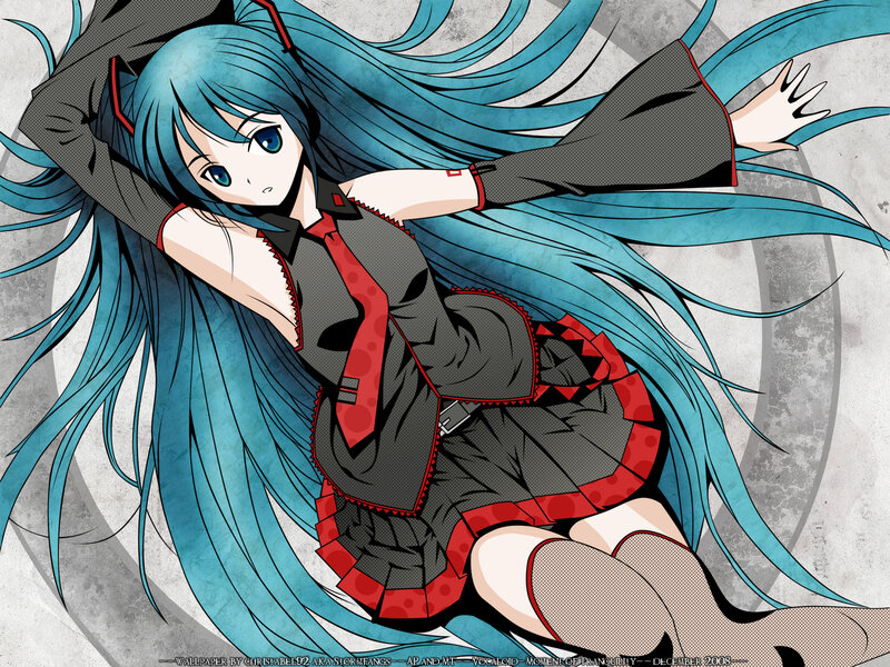 Blue-haired Anime Girl — Blue, Dynamic, Long Hair, School Uniform, Text