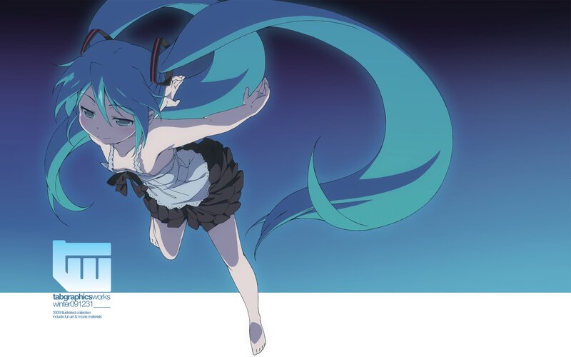 Blue-haired Anime Girl — Blue, Dynamic, Long Hair, Skirt, Cat Ears