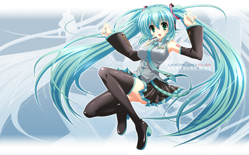 Blue-haired Anime Girl — Blue, Dynamic, Long Hair, Skirt, Microphone