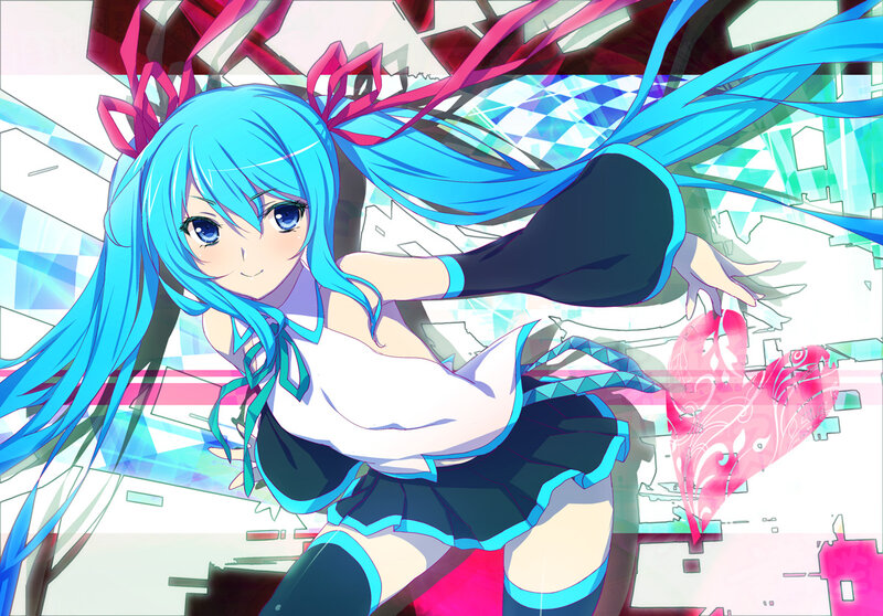 Blue-haired Anime Girl — Blue, Dynamic, Long Hair, Skirt, Ribbon