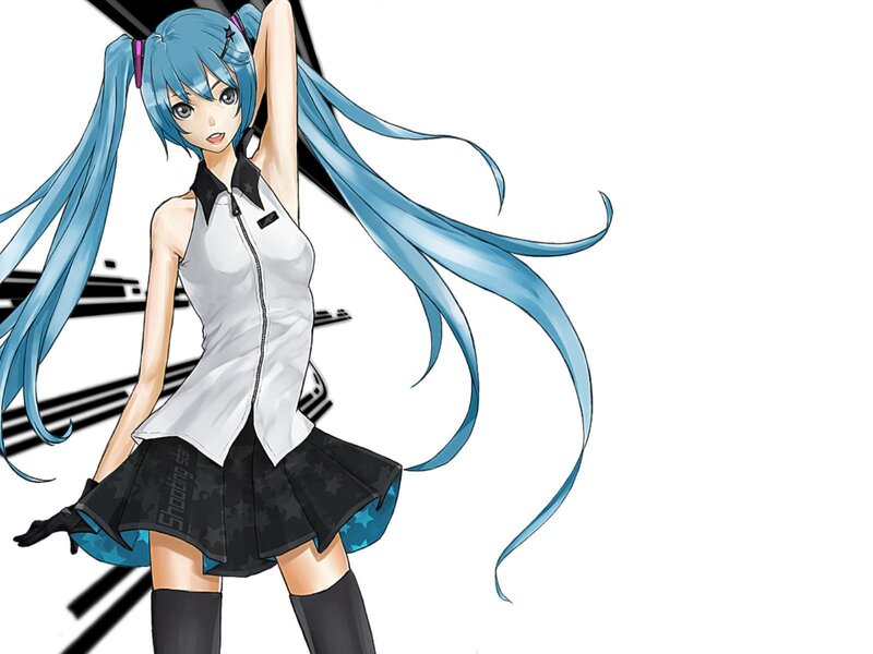 Blue-haired Anime Girl — Blue, Dynamic, Long Hair, Skirt