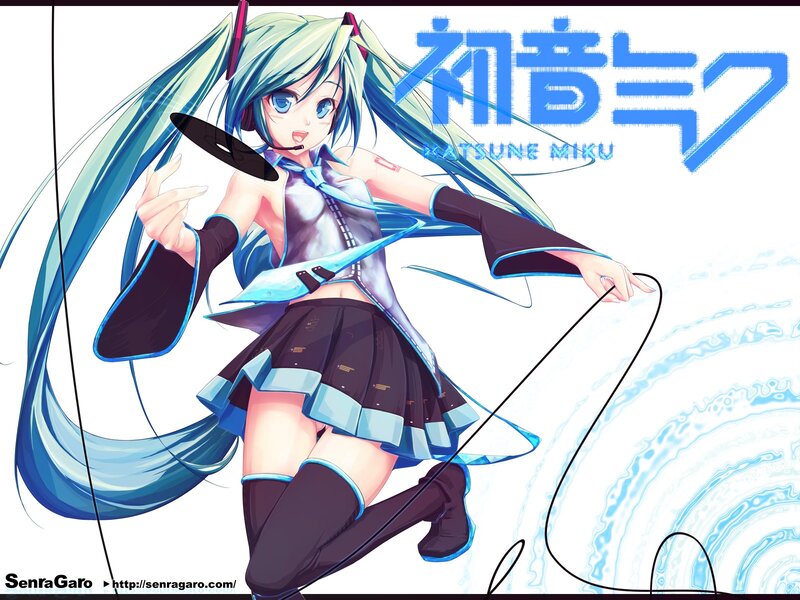 Blue-haired Anime Girl — Blue, Dynamic, Microphone, Skirt, Long Hair, White