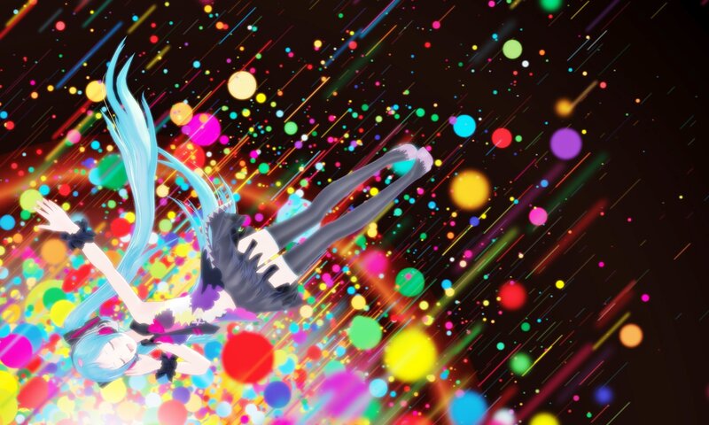 Blue-haired Anime Girl — Blue, Dynamic, Night, Digital Art, Colorful Lights