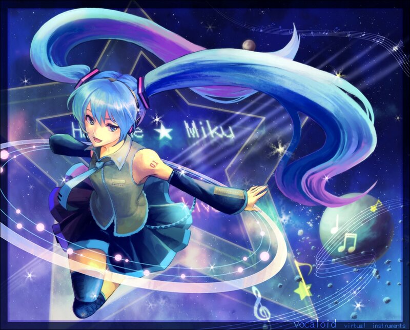 Blue-haired Anime Girl — Blue, Dynamic, Night, Digital Art
