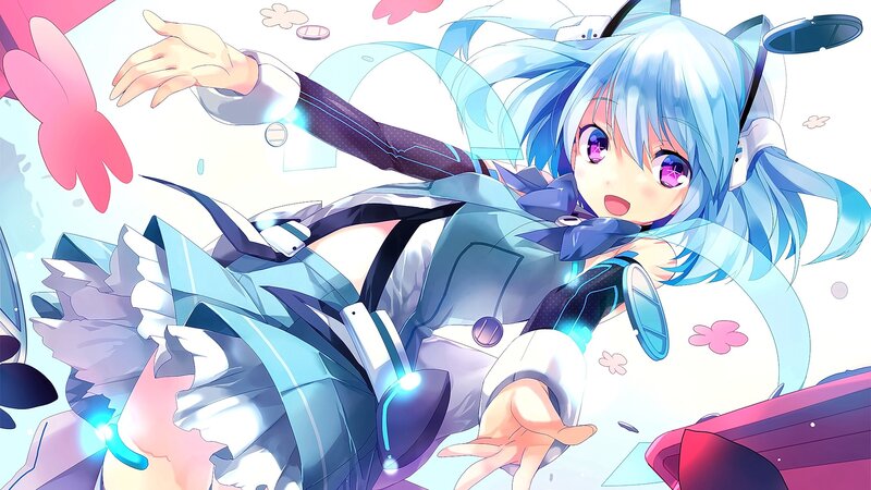 Blue-haired Anime Girl — Blue, Dynamic, Spring