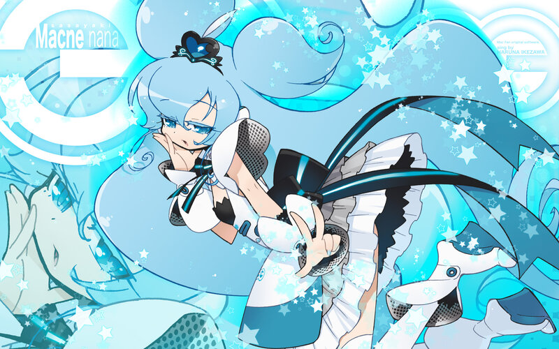Blue-haired Anime Girl — Blue, Dynamic, Stars, Microphone