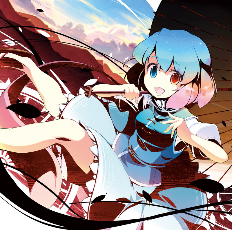 Blue-haired Anime Girl — Blue, Dynamic, Sunset, Sword