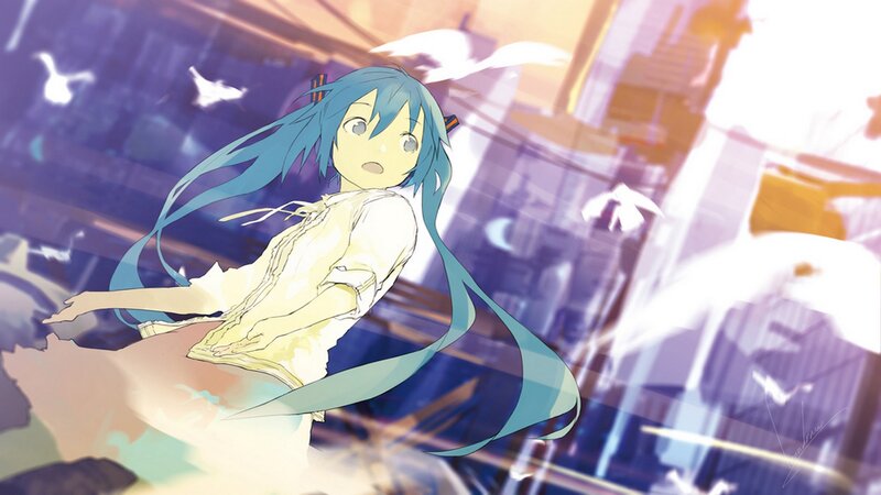 Blue-haired Anime Girl — Blue, Dynamic, Sunset
