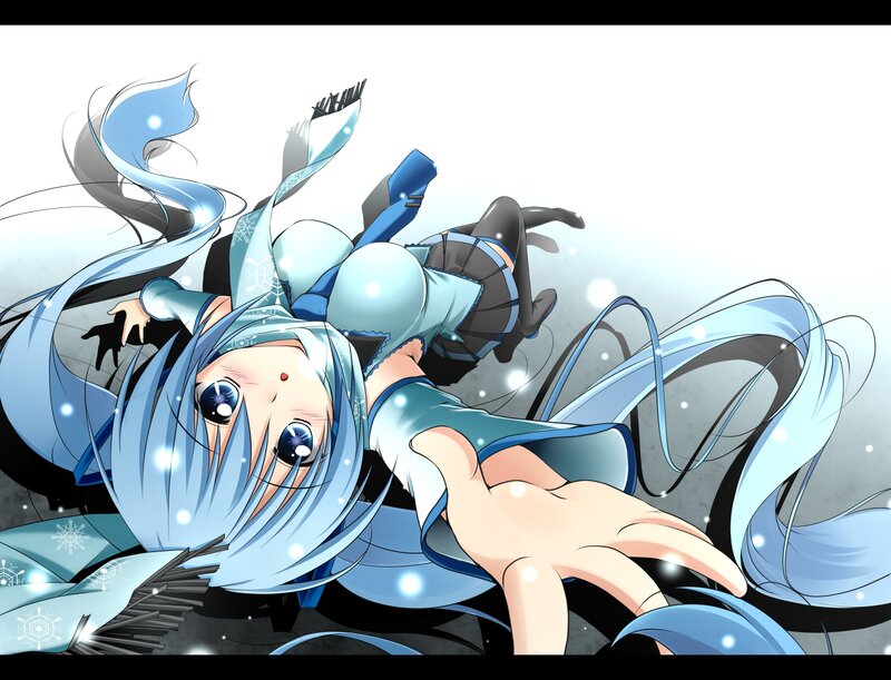 Blue-haired Anime Girl — Blue, Dynamic, Winter, Snowflakes