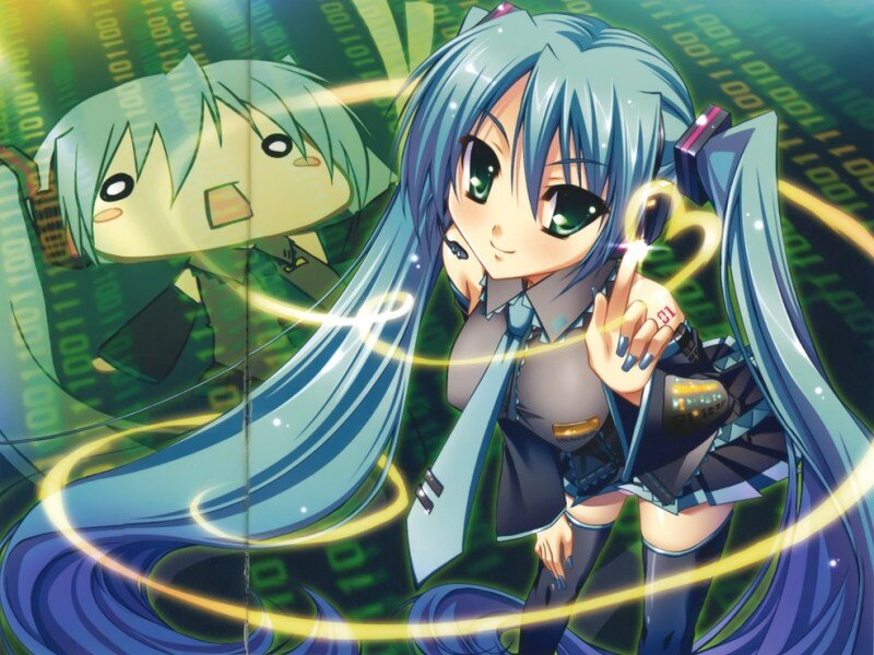 Blue-haired Anime Girl — Blue, Energetic, Chibi Character