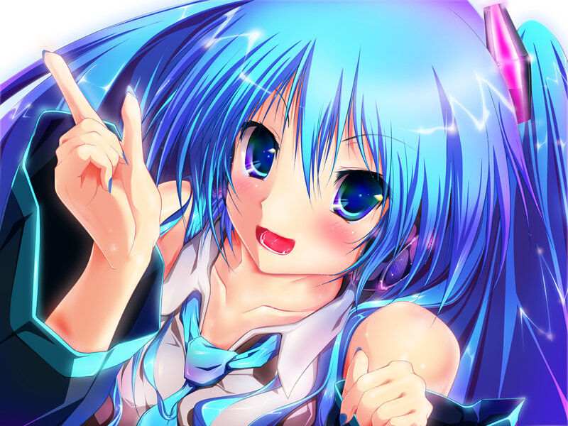 Blue-haired Anime Girl — Blue, Energetic, Digital Art, Anime Character