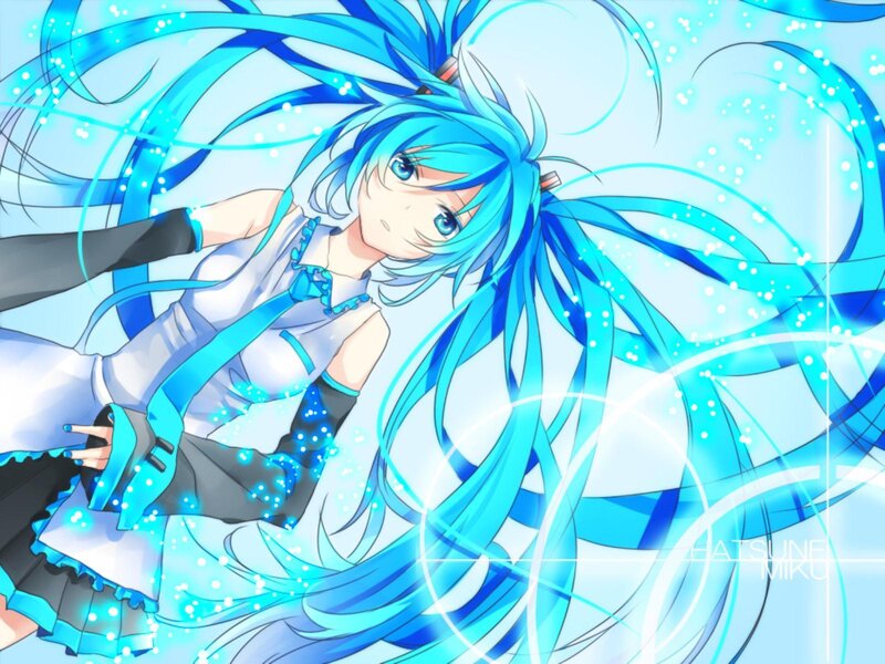 Blue-haired Anime Girl — Blue, Energetic, Digital Art