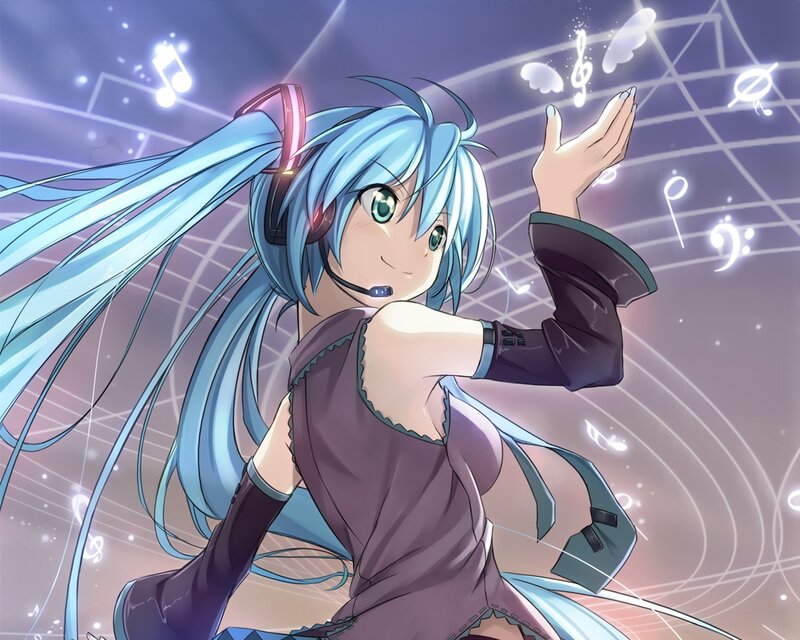 Blue-haired Anime Girl — Blue, Energetic, Headset