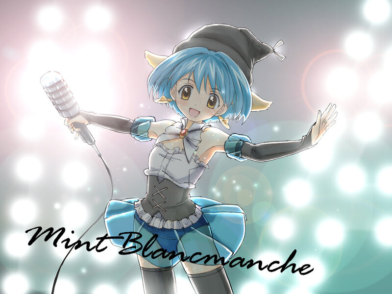 Blue-haired Anime Girl — Blue, Energetic, Microphone, Stage Lights