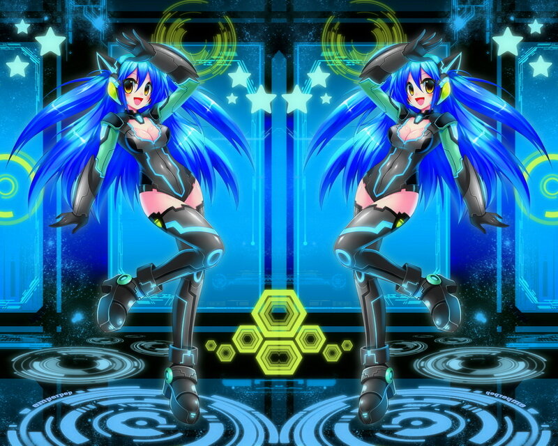 Blue-haired Anime Girl — Blue, Energetic, Night, Digital Art, Robotic Suit