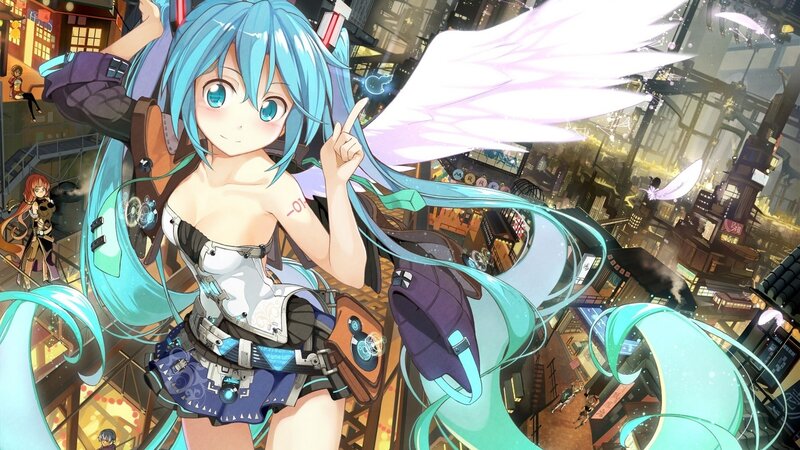 Blue-haired Anime Girl — Blue, Energetic, Night, Digital Art, Wings