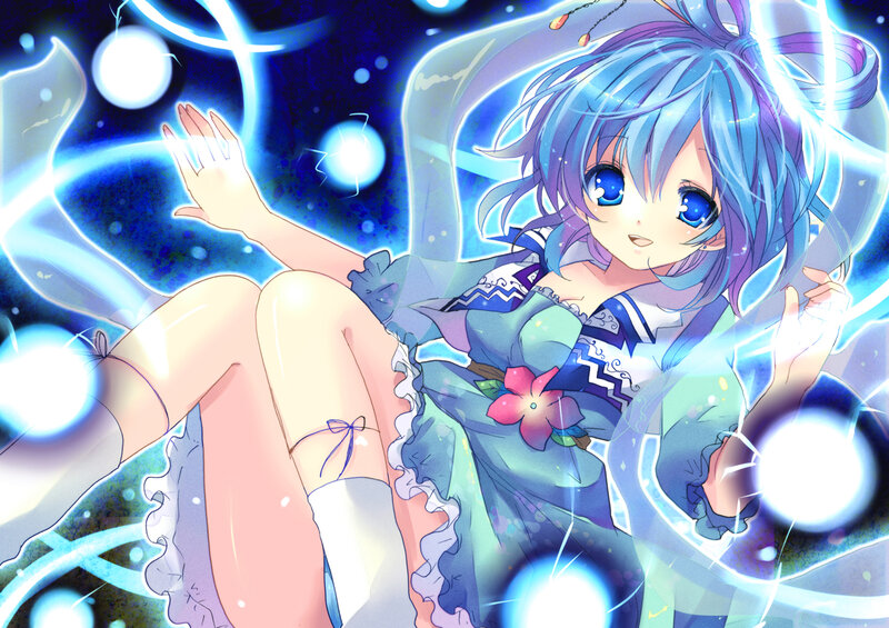 Blue-haired Anime Girl — Blue, Energetic, Night, Magic