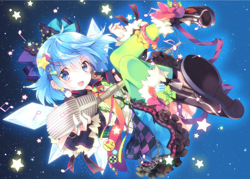Blue-haired Anime Girl — Blue, Energetic, Night, Microphone