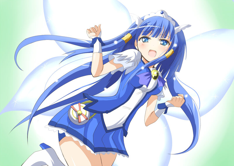 Blue-haired Anime Girl — Blue, Energetic, Wings