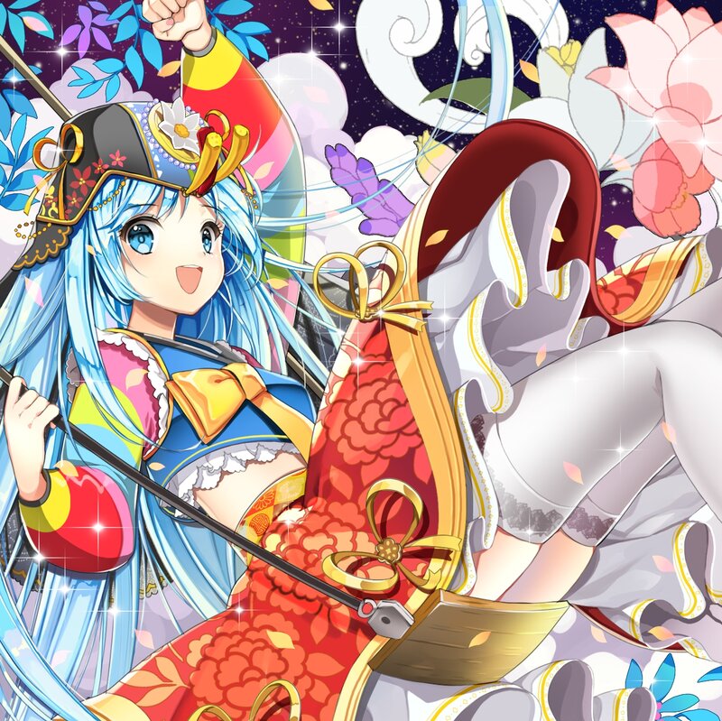 Blue-haired Anime Girl — Blue, Festive, Night