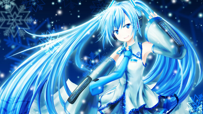 Blue-haired Anime Girl — Blue, Festive
