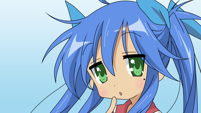 Blue-haired Anime Girl — Blue, Innocent, Green Eyes, Pigtails