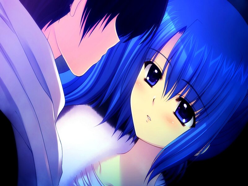 Blue-haired Anime Girl — Blue, Intimate, Anime Character