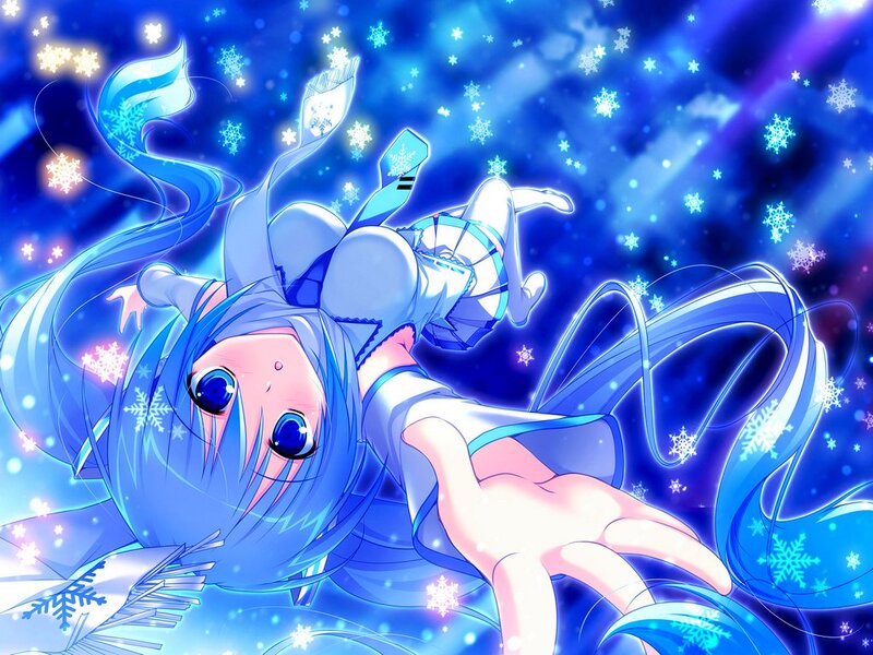 Blue-haired Anime Girl — Blue, Magical, Winter