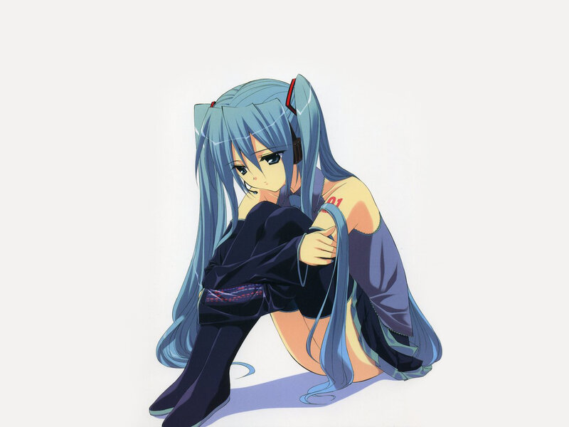 Blue-haired Anime Girl — Blue, Melancholic, Headphones