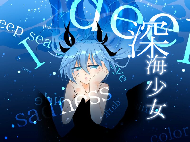 Blue-haired Anime Girl — Blue, Melancholic, Night
