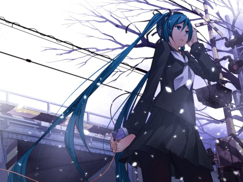 Blue-haired Anime Girl — Blue, Melancholic, Winter, School Uniform
