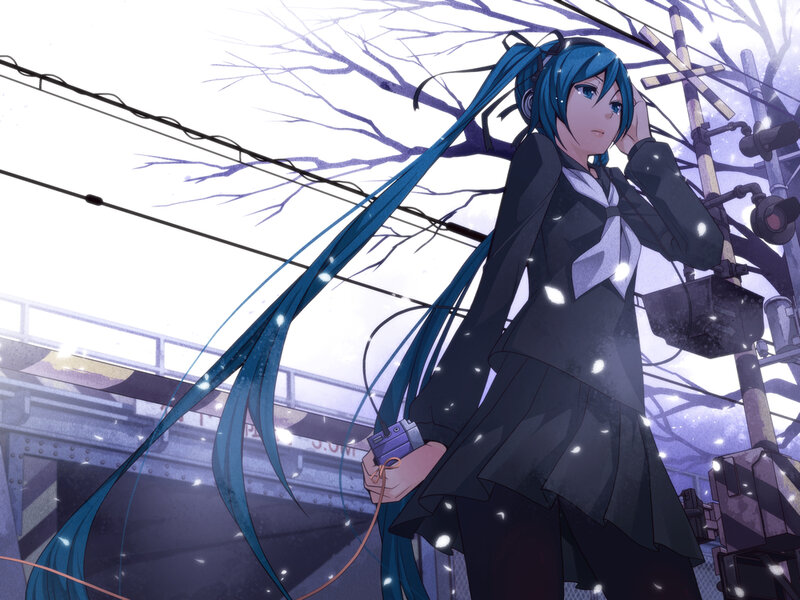 Blue-haired Anime Girl — Blue, Melancholic, Winter