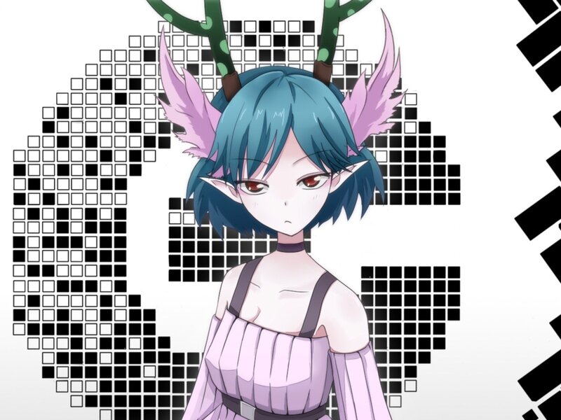 Blue-haired Anime Girl — Blue, Neutral, Antlers
