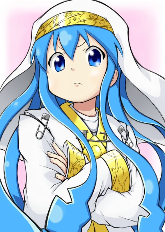 Blue-haired Anime Girl — Blue, Neutral, Long Hair, White Robe