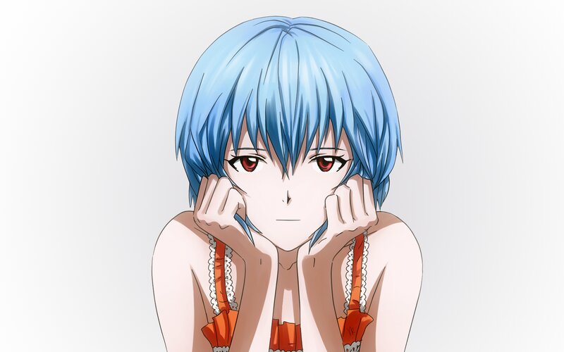 Blue-haired Anime Girl — Blue, Neutral, Red Eyes