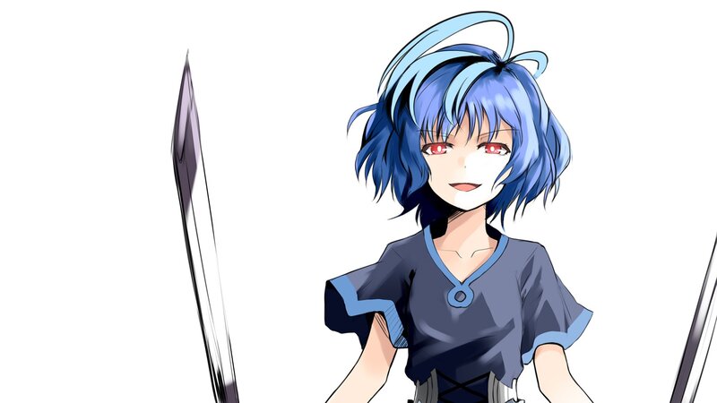Blue-haired Anime Girl — Blue, Neutral, Sword