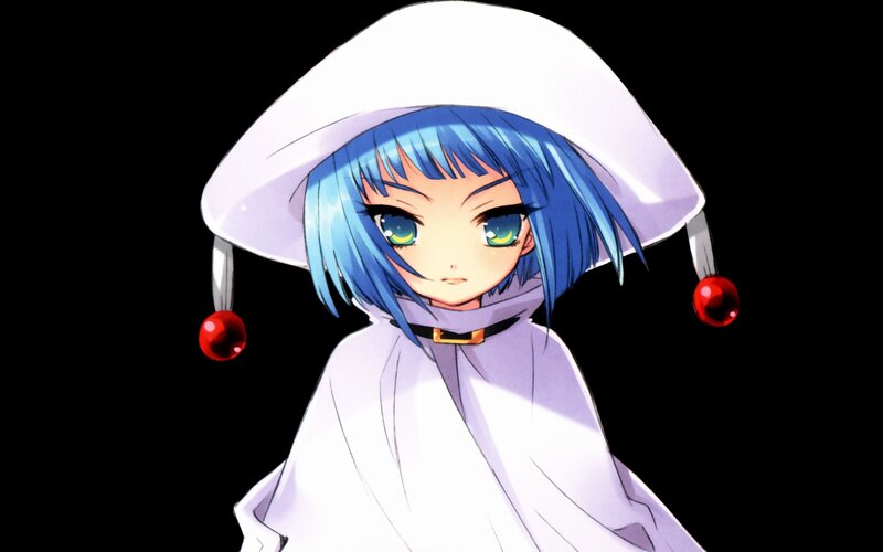 Blue-haired Anime Girl — Blue, Neutral, White Hooded Cloak