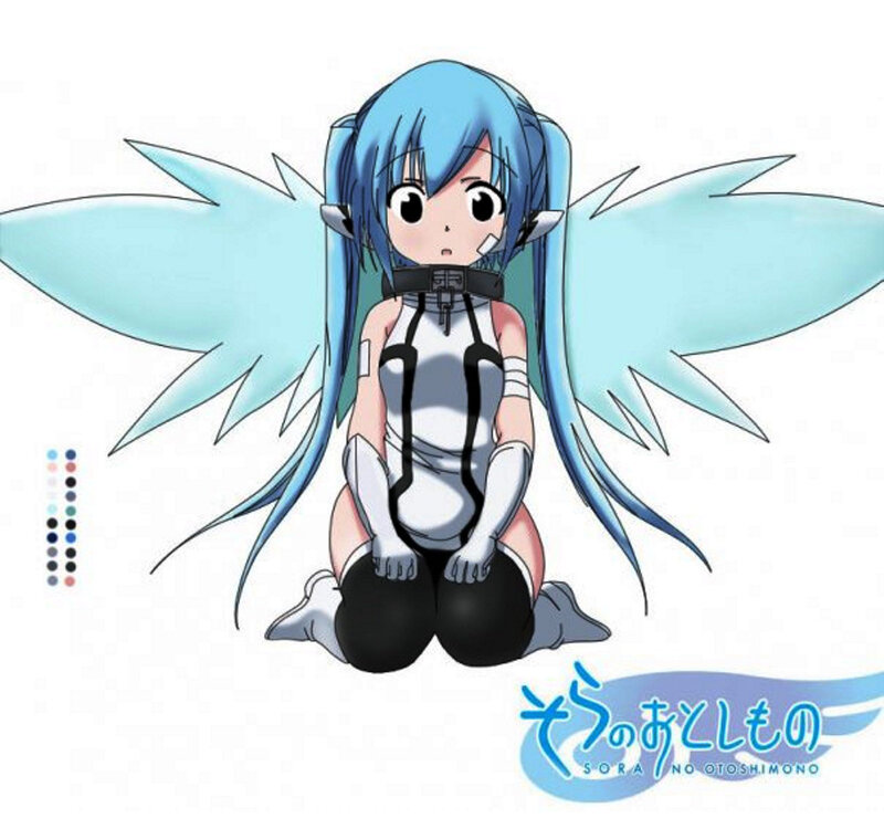 Blue-haired Anime Girl — Blue, Neutral, Wings