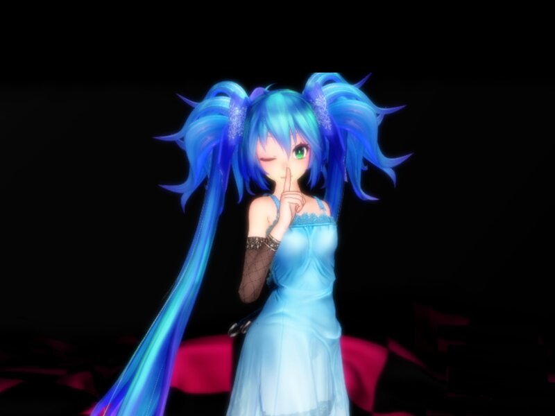 Blue-haired Anime Girl — Blue, Playful, 3d Render