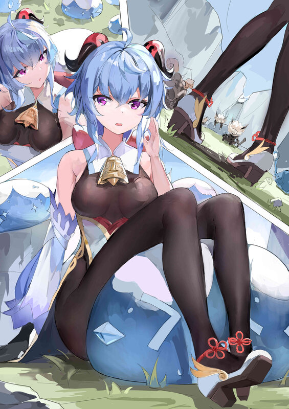 Blue-haired Anime Girl — Blue, Playful, Afternoon, Digital Art