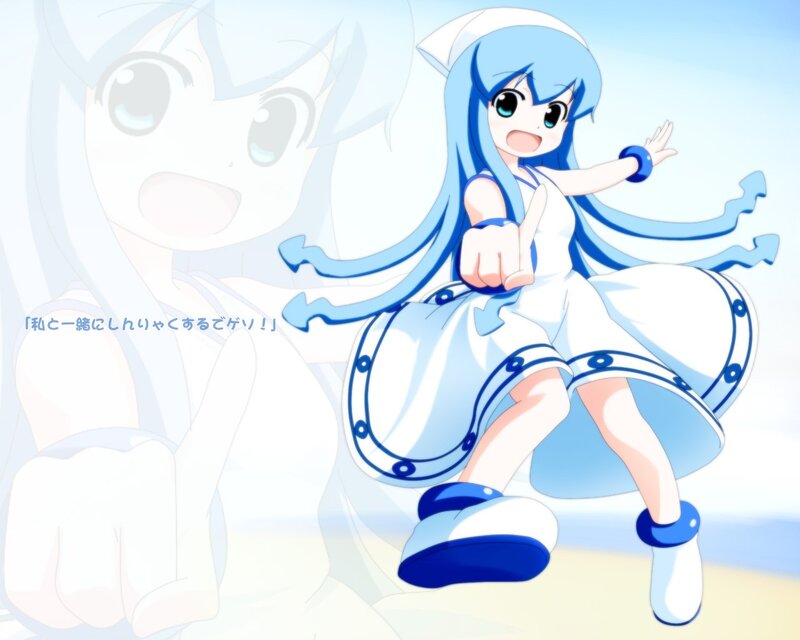 Blue-haired Anime Girl — Blue, Playful, Afternoon, Dress