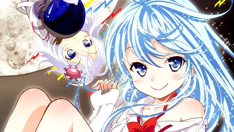 Blue-haired Anime Girl — Blue, Playful, Anime Character, Space Helmet